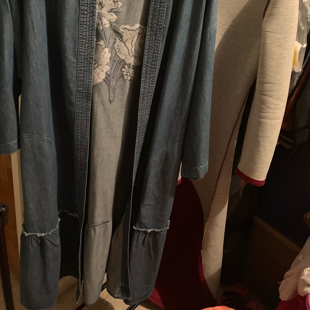 Gap Long Ruffled Hem Denim Jacket